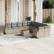 Tuinset 11-delig poly rattan beige