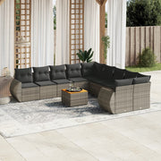 Loungeset 11-delig poly rattan grijs