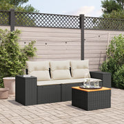 Loungeset 4-delig poly rattan zwart