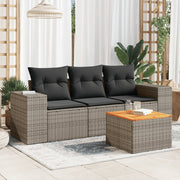 Loungeset 4-delig poly rattan grijs