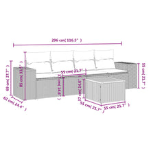5-Delige Loungeset Met Kussens Poly Rattan Grijs