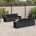 7-Delige Loungeset Met Kussens Poly Rattan Zwart