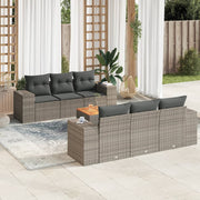 Loungeset 7-delig poly rattan grijs