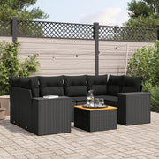 Loungeset 7-delig poly rattan zwart