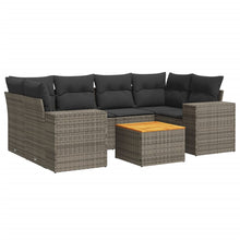 7-Delige Loungeset Met Kussens Poly Rattan Grijs