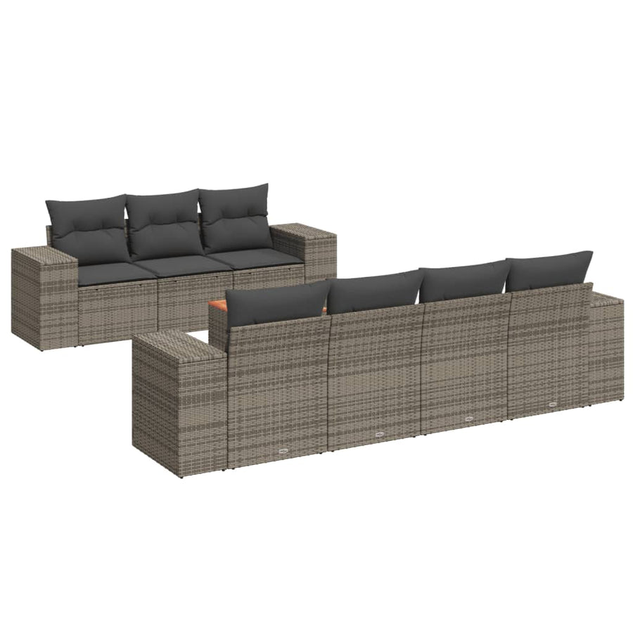 8-Delige Loungeset Met Kussens Poly Rattan Grijs