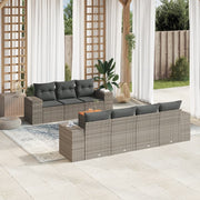 Loungeset 8-delig poly rattan grijs