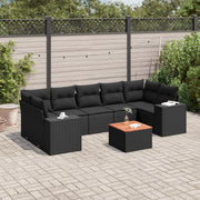 Loungeset 8-delig poly rattan zwart