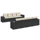 9-piece Lounge Set with cushions poly rattan black