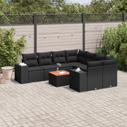 Loungeset 9-delig poly rattan zwart
