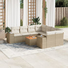 9-Delige Loungeset Met Kussens Poly Rattan Beige beige and cream