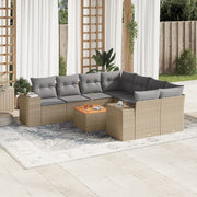Loungeset 9-delig poly rattan beige