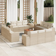 13-piece Lounge Set with cushions poly rattan beige