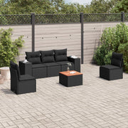 Loungeset 6-delig poly rattan zwart