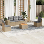 6-Delige Loungeset Met Kussens Poly Rattan Beige en grijs