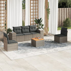 6-Delige Loungeset Met Kussens Poly Rattan Grijs