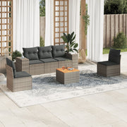 Loungeset 6-delig poly rattan grijs