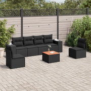Loungeset 7-delig poly rattan zwart