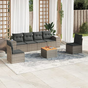 Loungeset 7-delig poly rattan grijs