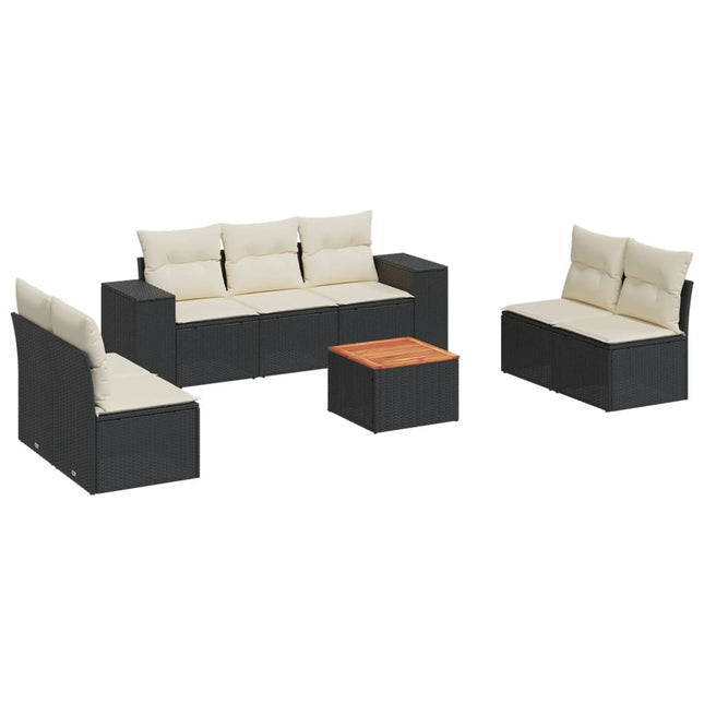 8-Delige Loungeset Met Kussens Poly Rattan Zwart