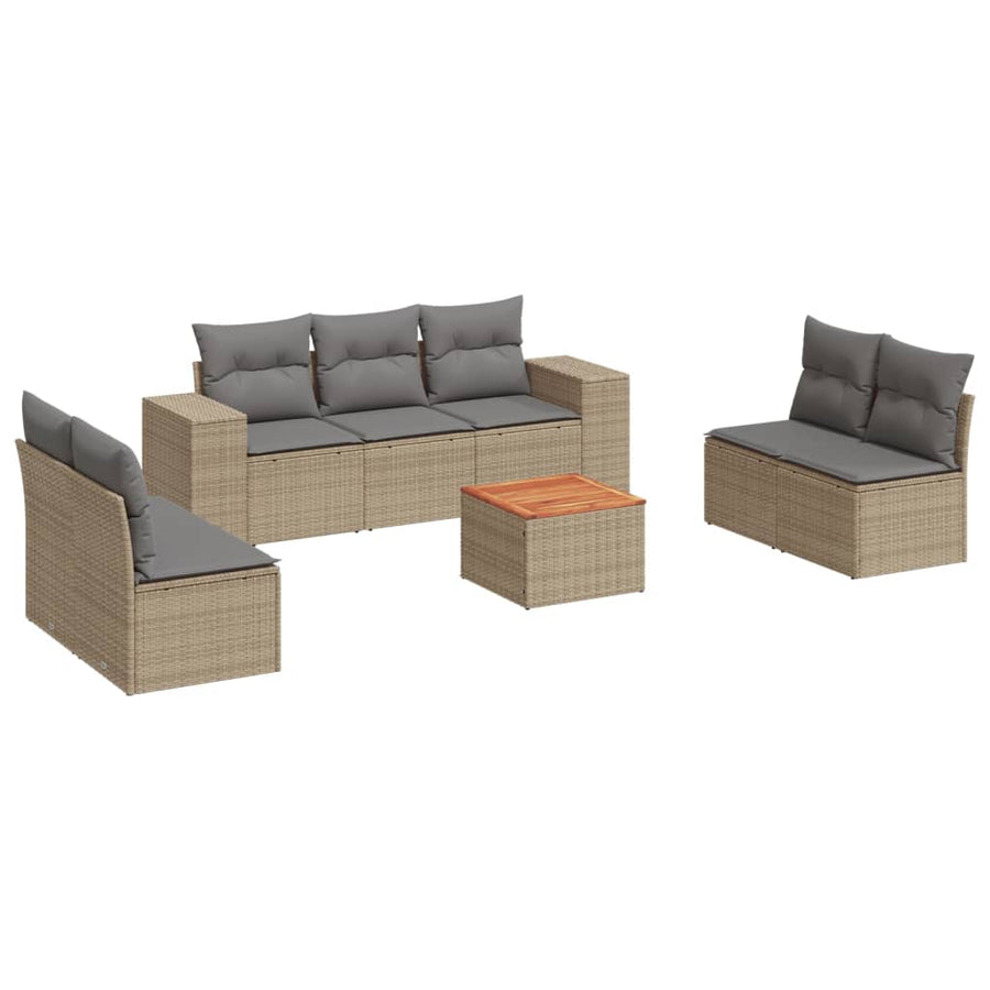 8-Delige Loungeset Met Kussens Poly Rattan Beige