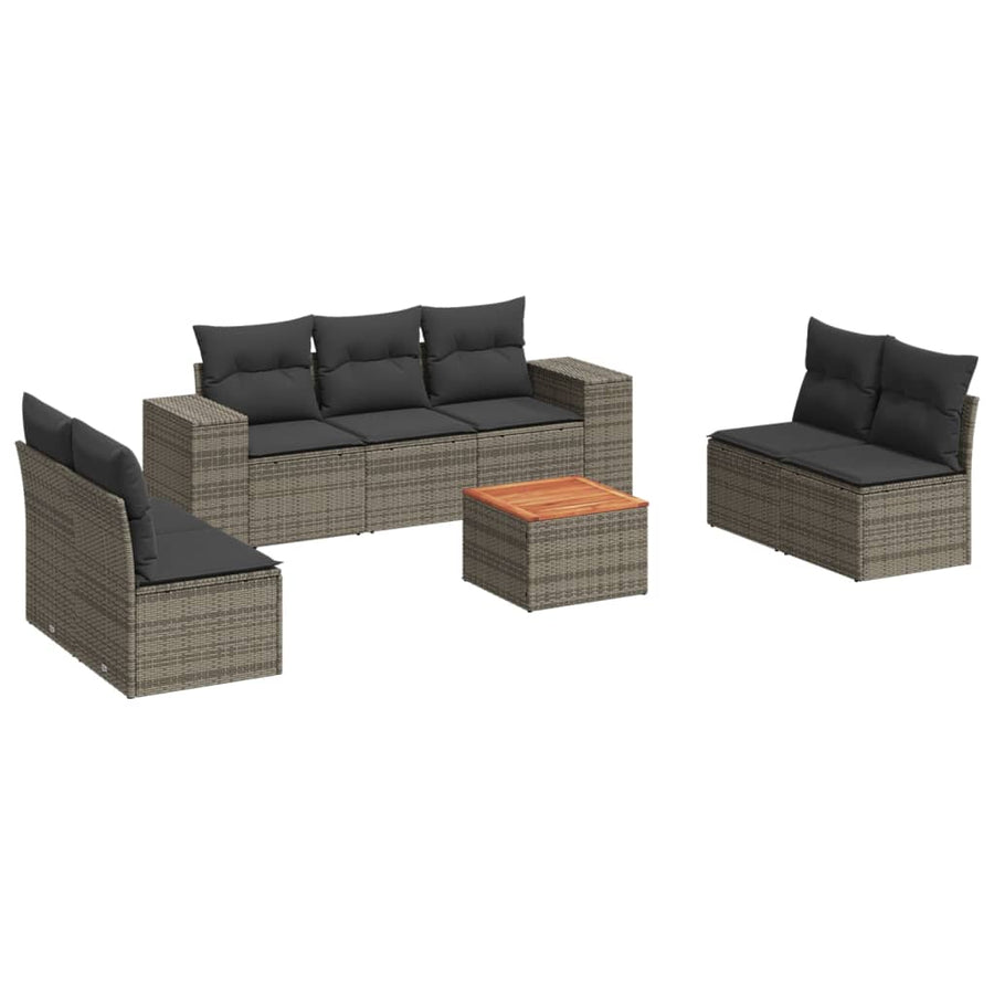 8-Delige Loungeset Met Kussens Poly Rattan Grijs