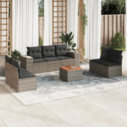 8-piece Lounge Set with Cushions Poly Rattan Grey