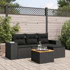 5-Delige Loungeset Met Kussens Poly Rattan Zwart