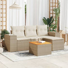 5-Delige Loungeset Met Kussens Poly Rattan Beige beige and cream