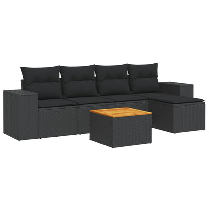 6-Delige Loungeset Met Kussens Poly Rattan Zwart