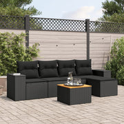 Loungeset 6-delig poly rattan zwart