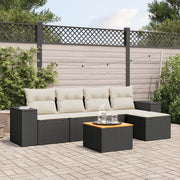 Loungeset poly rattan 6-delig zwart