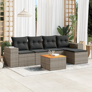 Loungeset 6-delig poly rattan grijs