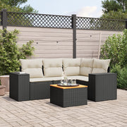 5-Piece Loungeset with Cushions Poly Rattan Black