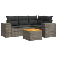 5-Delige Loungeset Met Kussens Poly Rattan Grijs