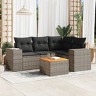 5-Delige Loungeset Met Kussens Poly Rattan Grijs