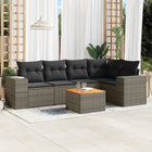 6-piece Lounge Set with Cushions Poly Rattan Grey