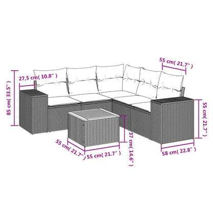 6-Delige Loungeset Met Kussens Poly Rattan Beige