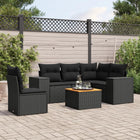 6-piece Lounge Set with cushions poly rattan black