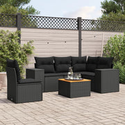 Loungeset 6-delig poly rattan zwart