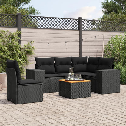 6-Delige Loungeset Met Kussens Poly Rattan Zwart