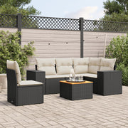 Loungeset 6-delig poly rattan zwart