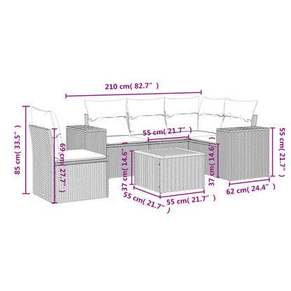 6-Delige Loungeset Met Kussens Poly Rattan Grijs