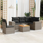 6-piece Lounge Set with Cushions Poly Rattan Grey