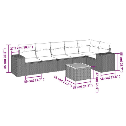 7-Delige Loungeset Met Kussens Poly Rattan Zwart