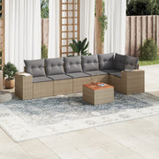 Loungeset 7-delig poly rattan beige