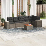 Loungeset 7-delig poly rattan grijs