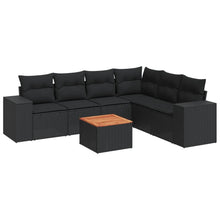 7-Delige Loungeset Met Kussens Poly Rattan Zwart