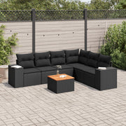 Loungeset 7-delig poly rattan zwart