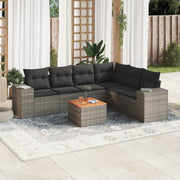 Loungeset 7-delig poly rattan grijs